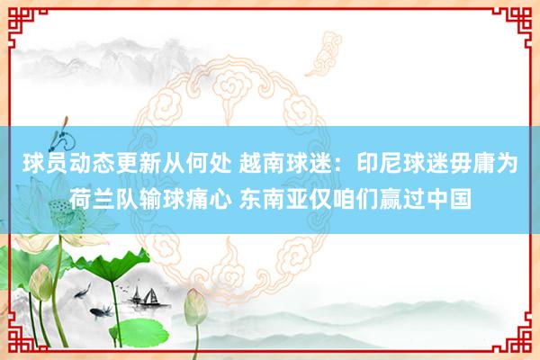 球员动态更新从何处 越南球迷：印尼球迷毋庸为荷兰队输球痛心 东南亚仅咱们赢过中国