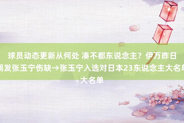 球员动态更新从何处 凑不都东说念主？伊万昨日阐发张玉宁伤缺→张玉宁入选对日本23东说念主大名单