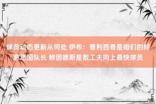 球员动态更新从何处 伊布：普利西奇是咱们的好意思国队长 赖因德斯是散工夫向上最快球员