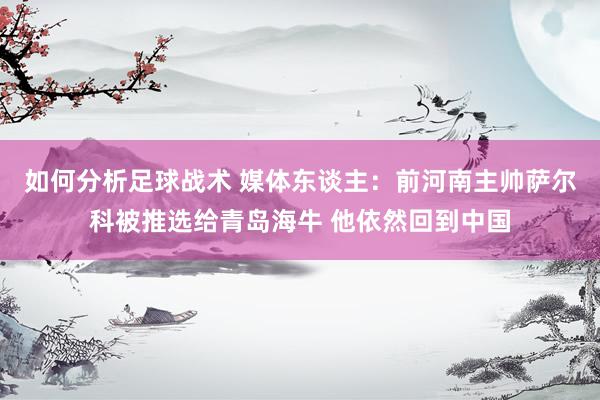 如何分析足球战术 媒体东谈主：前河南主帅萨尔科被推选给青岛海牛 他依然回到中国