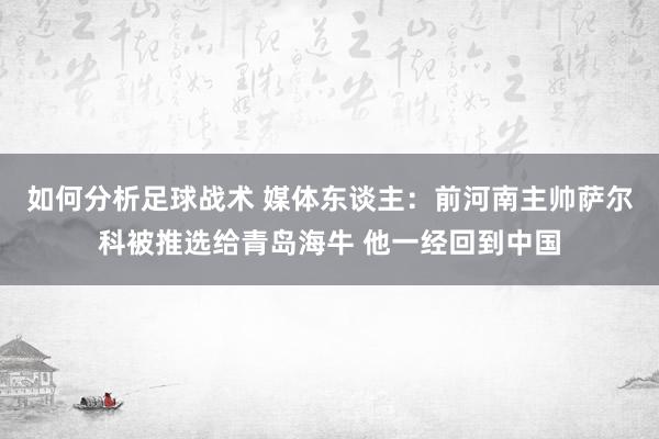 如何分析足球战术 媒体东谈主：前河南主帅萨尔科被推选给青岛海牛 他一经回到中国