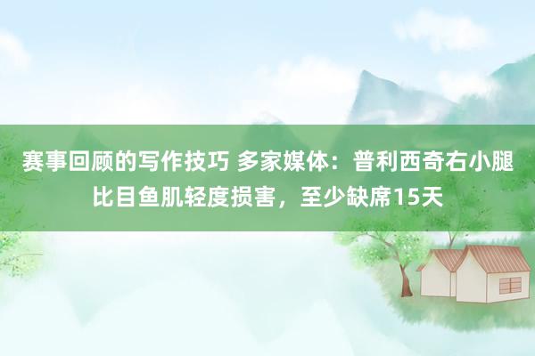 赛事回顾的写作技巧 多家媒体：普利西奇右小腿比目鱼肌轻度损害，至少缺席15天