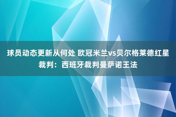 球员动态更新从何处 欧冠米兰vs贝尔格莱德红星裁判：西班牙裁判曼萨诺王法