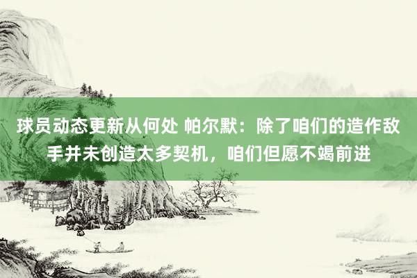 球员动态更新从何处 帕尔默：除了咱们的造作敌手并未创造太多契机，咱们但愿不竭前进