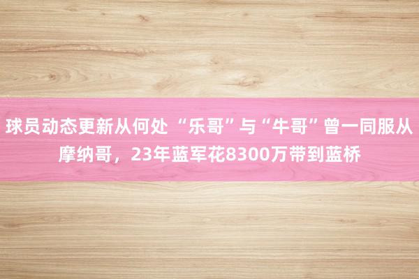 球员动态更新从何处 “乐哥”与“牛哥”曾一同服从摩纳哥，23年蓝军花8300万带到蓝桥