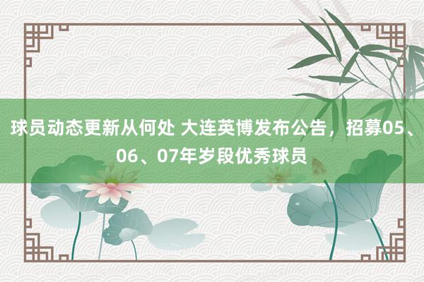 球员动态更新从何处 大连英博发布公告，招募05、06、07年岁段优秀球员