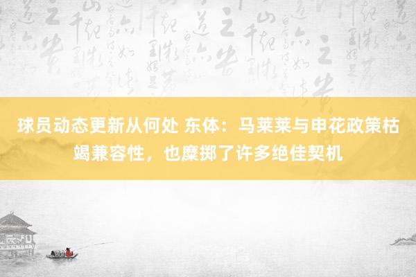 球员动态更新从何处 东体：马莱莱与申花政策枯竭兼容性，也糜掷了许多绝佳契机