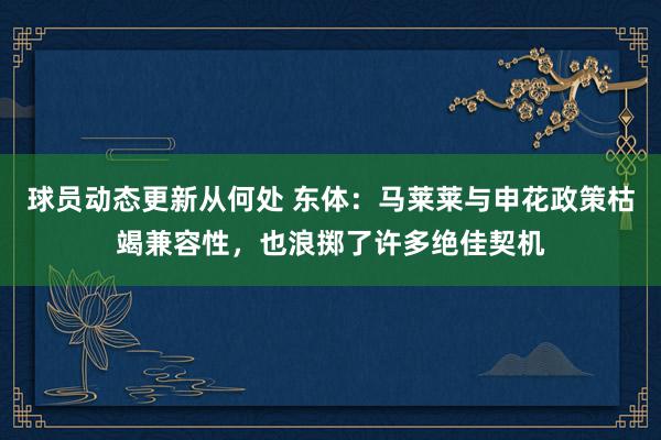 球员动态更新从何处 东体：马莱莱与申花政策枯竭兼容性，也浪掷了许多绝佳契机