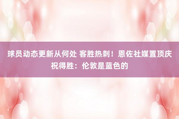 球员动态更新从何处 客胜热刺！恩佐社媒置顶庆祝得胜：伦敦是蓝色的