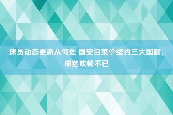 球员动态更新从何处 国安白菜价续约三大国脚，球迷欢畅不已