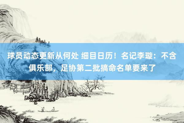 球员动态更新从何处 细目日历！名记李璇：不含俱乐部，足协第二批搞命名单要来了